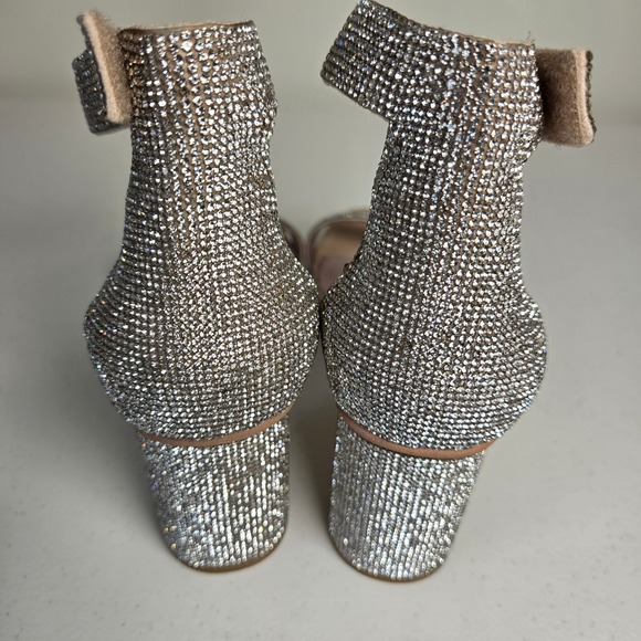 Jeffrey Campbell Laura Crystal Embellished Block Heeled Open Toe Sandal Size 7.5 - Picture 8 of 13